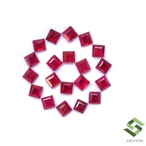 2.50x2.50 mm Natural Ruby Square Cut Lot 20 Pcs 2.78 CTS Calibrated Loose Gemstones