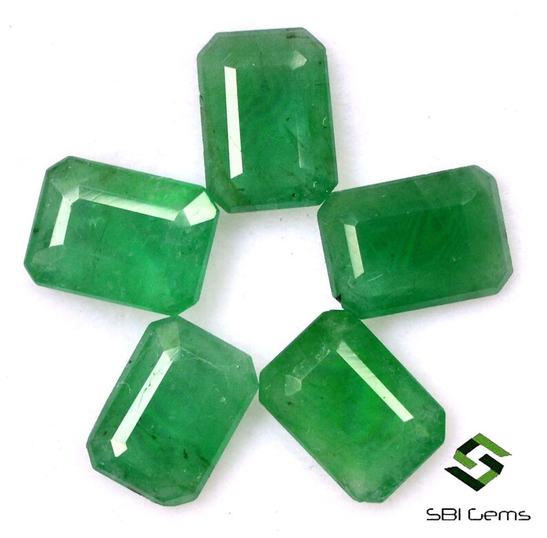 7x5 mm Certified Natural Emerald Octagon Cut Lot 05 Pcs 4.29 Cts Untreated Loose Gemstones