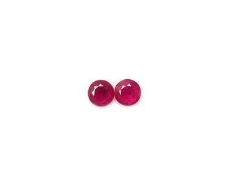 4.75 mm Certified Natural Ruby Round Cut 3 Quality Pair Faceted Loose Gemstones