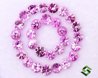 2 mm rosa safir rundslipade lösa ädelstenar: 0,54 ct, 15 st