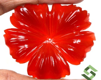 Natürliche Rote Onyx Handgemachte Schnitzerei 50 x 42 mm 90.49 CTS Lose Edelsteine