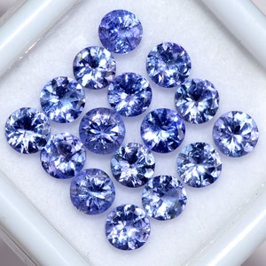4mm Tanzanite Gemstones: Round Cut, 25 Pcs Lot, 6.54 Cts