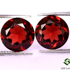 8 mm To 10 mm Certified Natural Red Garnet Round Cut Pairs Untreated Loose Gemstones