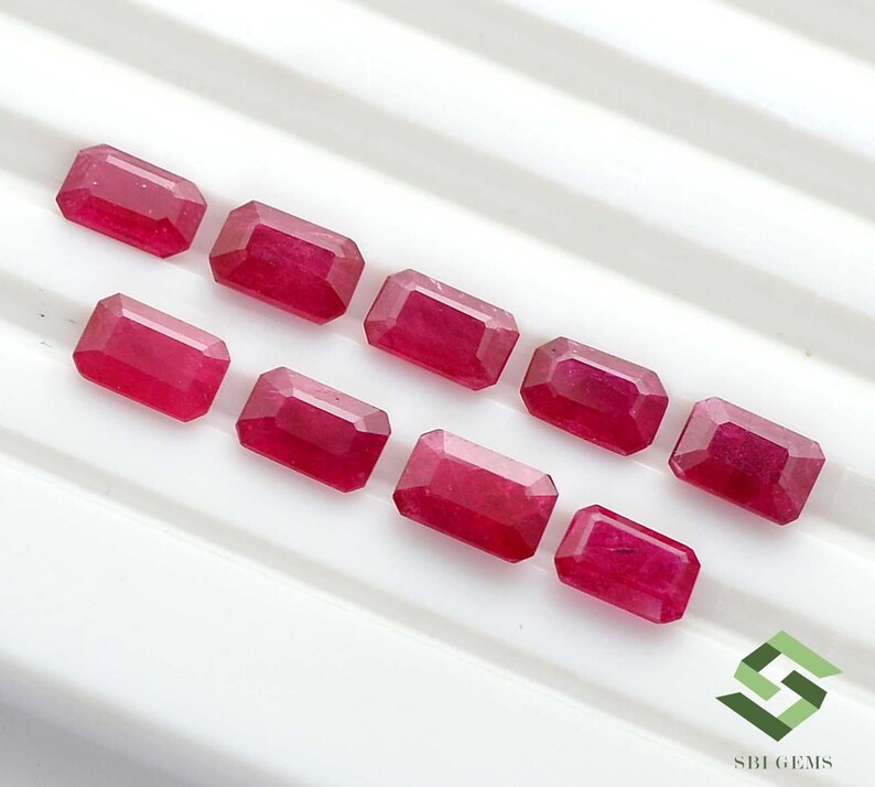 6x4 Mm Natural Ruby Octagon Cut 3 Quality Lot Calibrated Loose ...