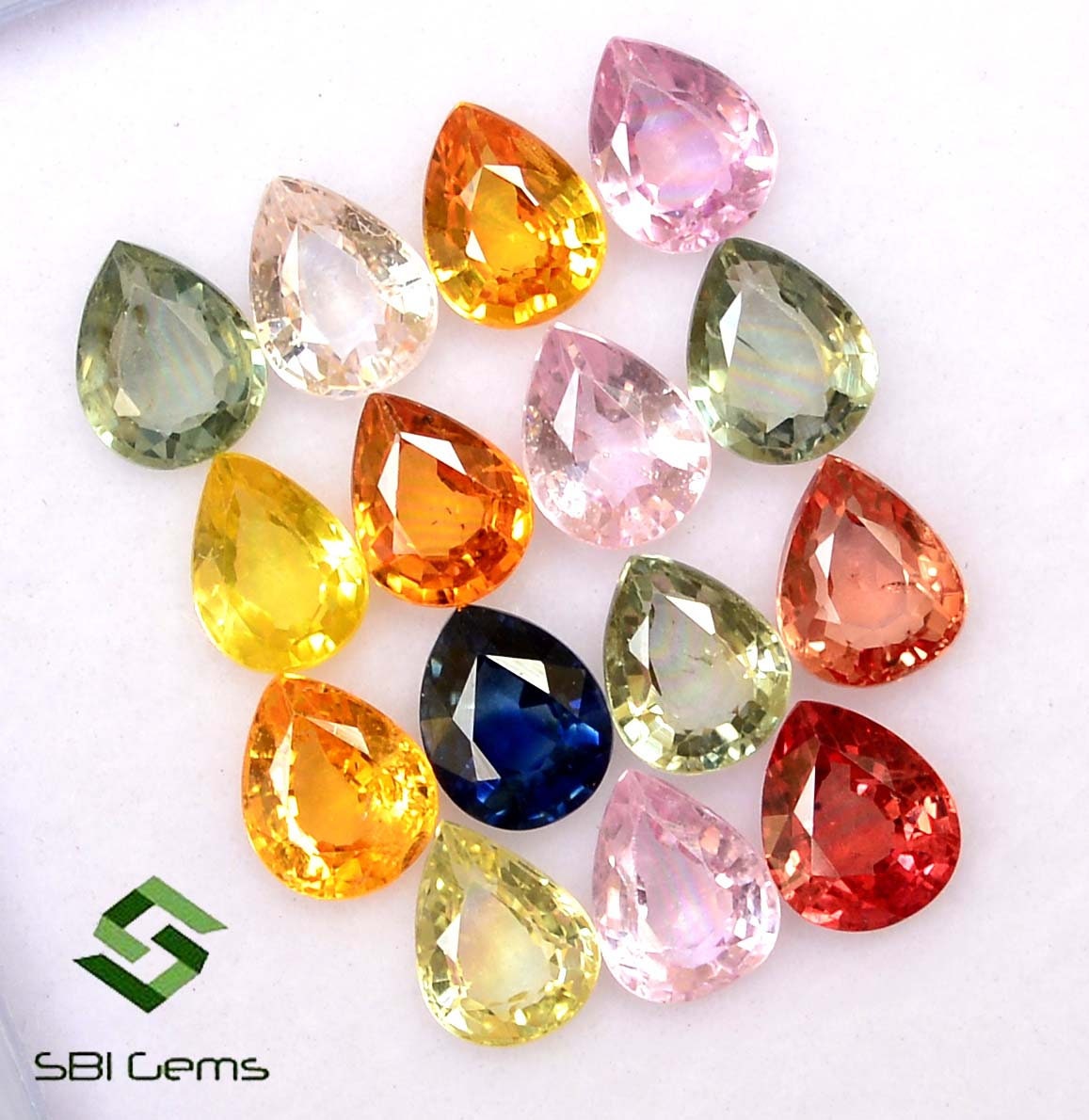 5 x 4 mm 天然マルチサファイアペアカット宝石：ロット15ピースルース