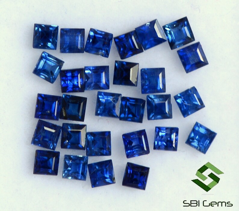 2 mm Natural Blue Sapphire Square Cut Lot 25 Pcs 1.99 Cts Calibrated Loose Gemstones