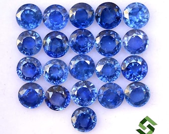 4mm Natural Blue Sapphire Lot: Round Faceted Loose Gemstones (21 Pcs)