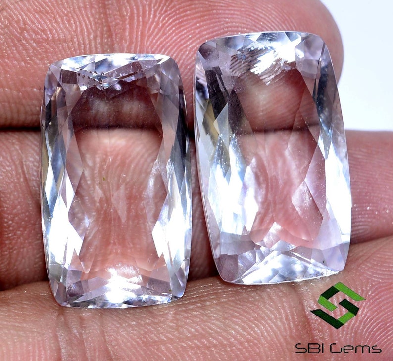25x15 mm Certified Natural Pink Amethyst Cushion Cut Pair 55.83 CTS Calibrated Loose Gemstones