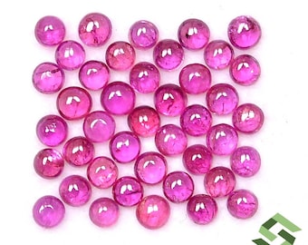 Cabujones de rubí de Mozambique natural de 2-2,5 mm: Lote de 20 piedras preciosas sueltas redondas