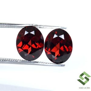 10 x 8 mm certifierad naturlig röd granat oval slipad par 6,96 CTS obehandlade lösa ädelstenar