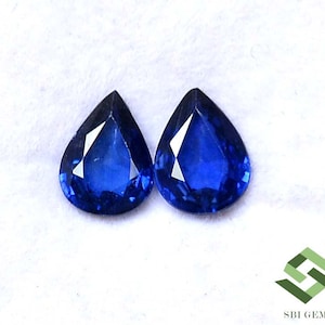 8x6 mm Natural Blue Sapphire Pear Cut 4 Quality Pair Calibrated Loose Gemstones