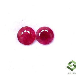 6 mm, 6.25 mm Natural Mozambique Ruby Round Cut Pairs Gemstones