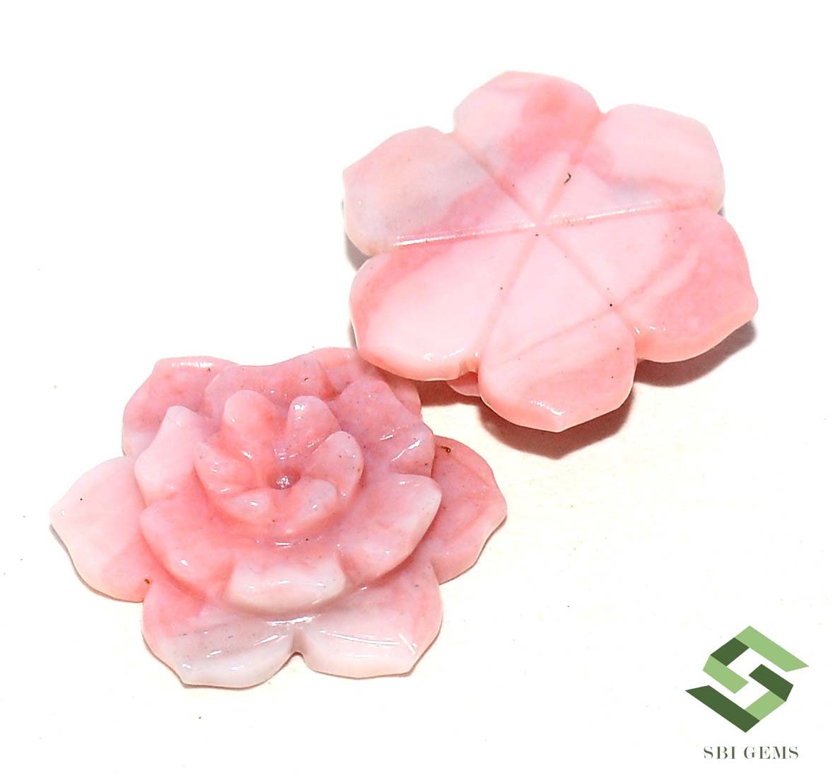 手作りの天然ピンクオパールの花の彫刻ペア：ルース宝石 - Etsy 日本