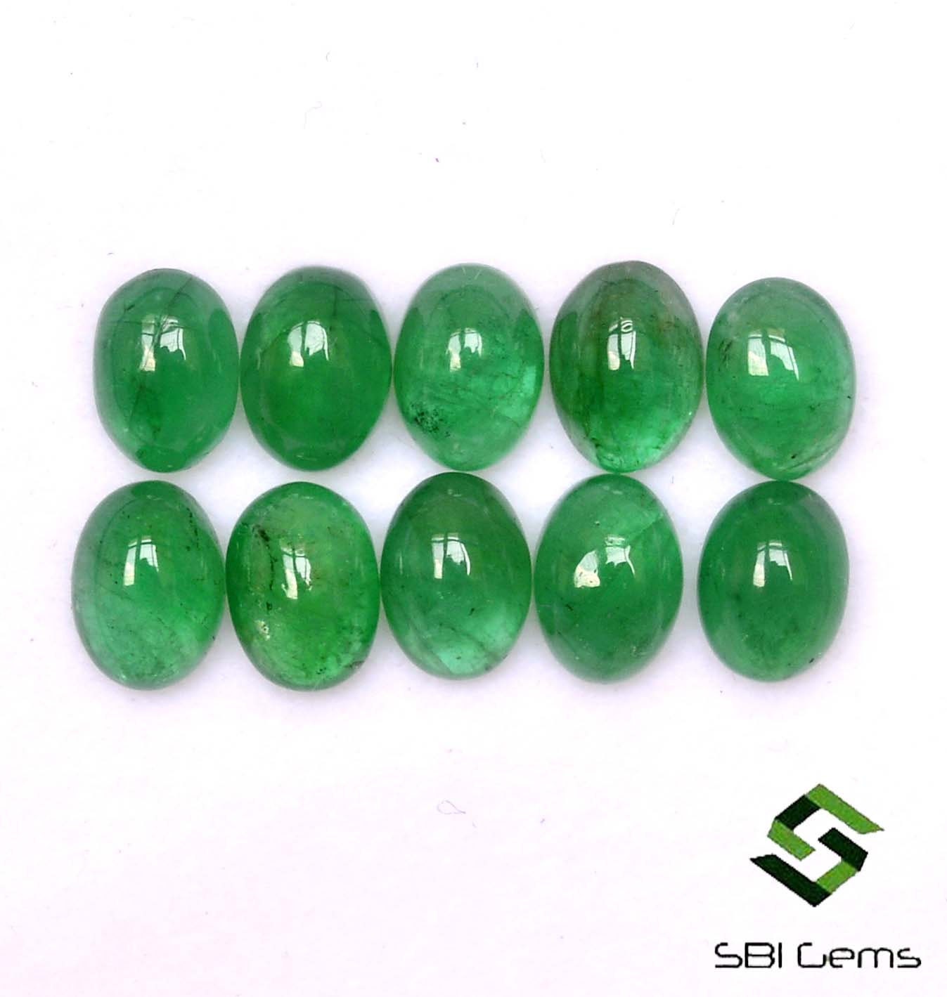 7x5 mm Natural Emerald Oval Cabochon Lot 10 Pcs Calibrated | Etsy