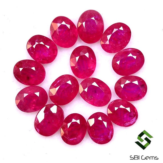 Lot De 25 Rubis Naturels Ovale Du Mozambique - Certifiés GIR - 7x5 Mm - Vrac