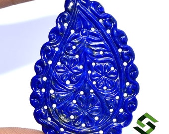 Natural Lapis Lazuli Handmade Carving 55x35 mm 62.77 Cts Beautiful Loose Gemstone