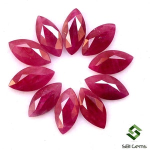 8x4 mm Certified Natural Ruby Marquise Cut Lot 10 Pcs 6.12 Cts Burma Calibrated Loose Gemstones
