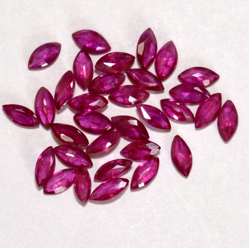 Natural Ruby Marquise Cut Calibrated 5x2.50 mm Lot 30 Pcs 4.74 CTS Loose Gemstone