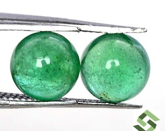 7-8,5 mm natuurlijke smaragd ronde cabochon: onbehandelde losse edelstenen