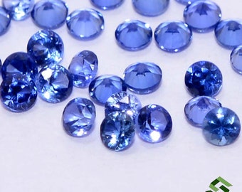 Saphir Bleu Ceylon Naturel Ronde Loose De 9x9 Mm De Qualité Ravissante