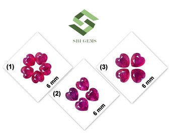 6 x 6 mm natuurlijke robijnrode hartvorm geslepen 3 kwaliteit veel gekalibreerde losse edelstenen GF