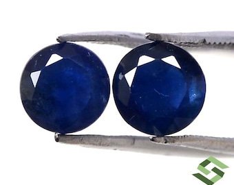 6 mm Certified Natural Blue Sapphire Round Cut Pair 4 Quality Calibrated Loose Gemstones