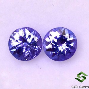 4 mm Certified Natural Tanzanite Round Cut Pair 0.48 CTS Calibrated Loose Gemstones