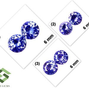 6 mm Certified Natural Tanzanite Round Cut Pairs D Color 3 Quality Loose Gemstones