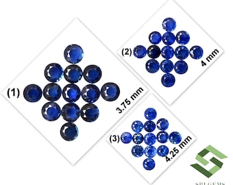 3.75-4 mm Natural Blue Sapphire Round Cut Lot 10 Piece Faceted Gemstones