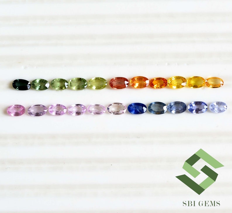 5 x 3 mm naturliga multi-safir ovala slipade 22 st lösa ädelstenar på 6,51 CTS bild 2
