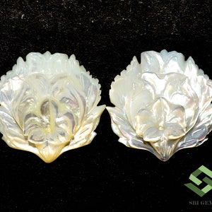 28x27 mm Natural Mother Of Pearl Handmade Carving Pair 55.72 CTS Loose Gems