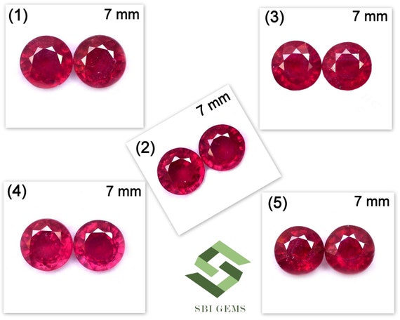Diamond Brilliant Round Cut Loose Natural Ruby 7mm Jewelry Gemstone 