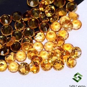 Golden Citrine Gemstones: 3, 4 & 5 mm Faceted Round Cut Lot