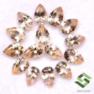 6x4 mm, 7x5 mm Natural Peach Colour Morganite Pear Cut Lot 10 Pcs Calibrated Loose Gemstones
