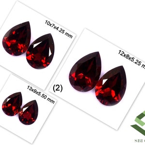 10x7 mm, 12x8 mm, 13x9 mm Certified Natural Red Garnet Pear Cut Pairs Untreated Faceted Loose Gemstones