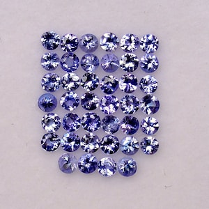 2 mm to 4.50 mm Natural Tanzanite Round Cut Lot 20 Pcs Calibrated Lustrous Loose Gemstones