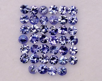2 mm to 4.50 mm Natural Tanzanite Round Cut Lot 20 Pcs Calibrated Lustrous Loose Gemstones
