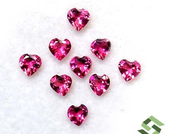 3x3mm Pink Tourmaline Heart Gemstones: 10 Piece Calibrated Loose Stones, 1.05 CTS