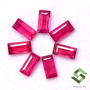 6x3 mm Natural Ruby Baguette Cut Lot 07 Pcs 3.73 Cts Calibrated Loose Gemstones GF