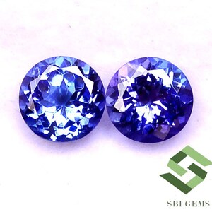6 mm Certified Natural Tanzanite Round Cut Pairs D Colour 5 Quality Loose Gemstones