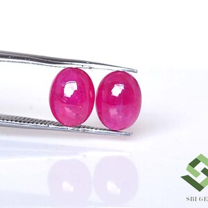 9 x 7 mm natürlicher Rubin-Oval-Cabochon, 4 hochwertige Paare, lose, zertifizierte Edelsteine ​​aus Mosambik