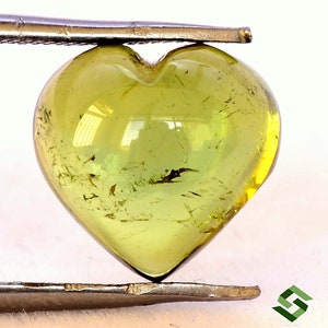 10x10 mm Certified Natural Green Tourmaline Heart Shape Cabochon 3.91 Cts Untreated Loose Gemstone
