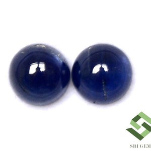 6 mm, 7 mm Certified Natural Blue Sapphire Round Cabochon Pairs Calibrated Loose Gemstones