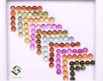 3 mm Natural Multi Tourmaline Cabochon Lot 50 Pcs 10 Color Calibrated Loose Gemstones