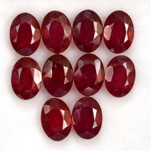 7x5 mm Natural Ruby Oval Cut Lot 10 Pieces Calibrated Loose Gemstones, 9.92 CTS