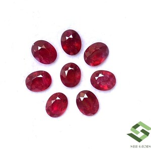 5 x 4 mm Natürliche Mosambik Rubin Lot: Oval Geschliffene Edelsteine (07 Stück, 2.91 Cts)