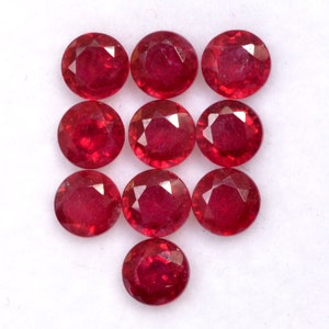 4 Mm Natural Ruby Round Cut Lot 10 Pcs 3.63 Cts Calibrated Faceted ...