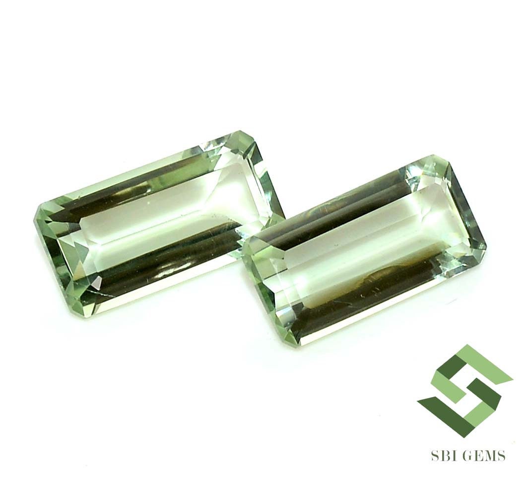 20 x 10 mm 天然グリーンアメジスト ファンシーオクタゴンカット ペア