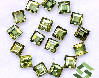 Green Tourmaline Square Cut Gemstones: 3 mm, 3.5 mm Calibrated Lot 10 Pieces