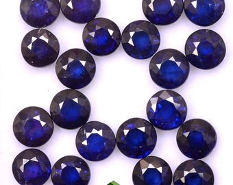 5mm Round Cut Natural Blue Sapphire Lot: 10 Piece Faceted Loose Gemstones